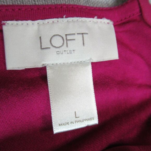 LOFT Outlet Top Womens Large Wine Round Neck Cap Sleeve Blouse Casual Career - Picture 5 of 10